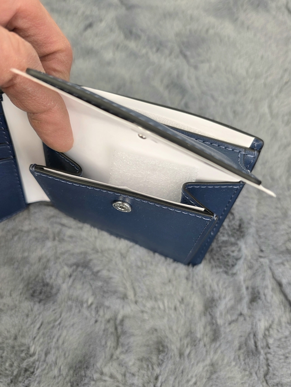 Coach Blue Leather Coin Wallet, Men's NWT - Picture 8 of 9